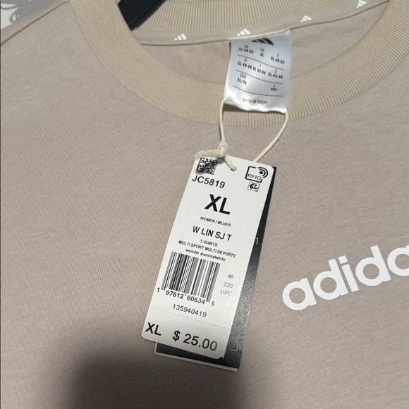 Adidas Light Tan Tee with White Logo - Picture 2 of 2